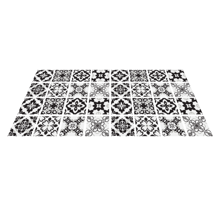 black and white hydraulic kitchen vinyl carpet - TenStickers