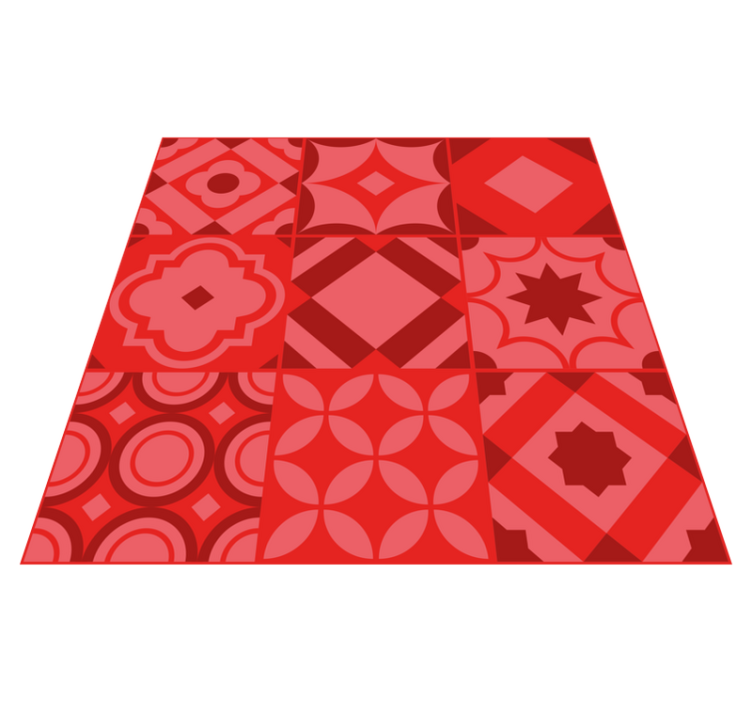 Red vintage tiles design kitchen vinyl rug - TenStickers