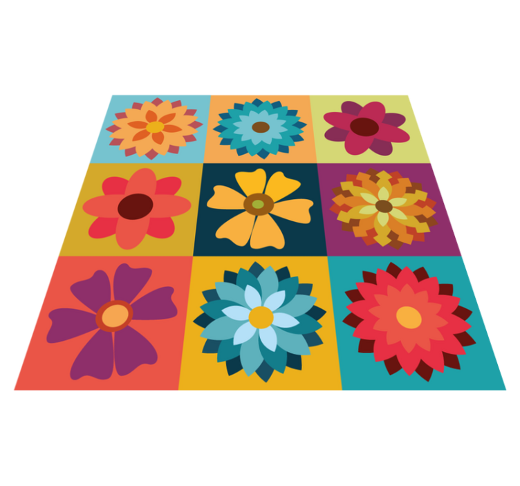 multicolor hippie flowers tile vinyl carpet - TenStickers