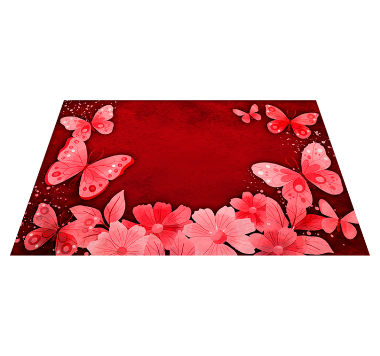Flowers and butterflies design red vinyl carpet - TenStickers
