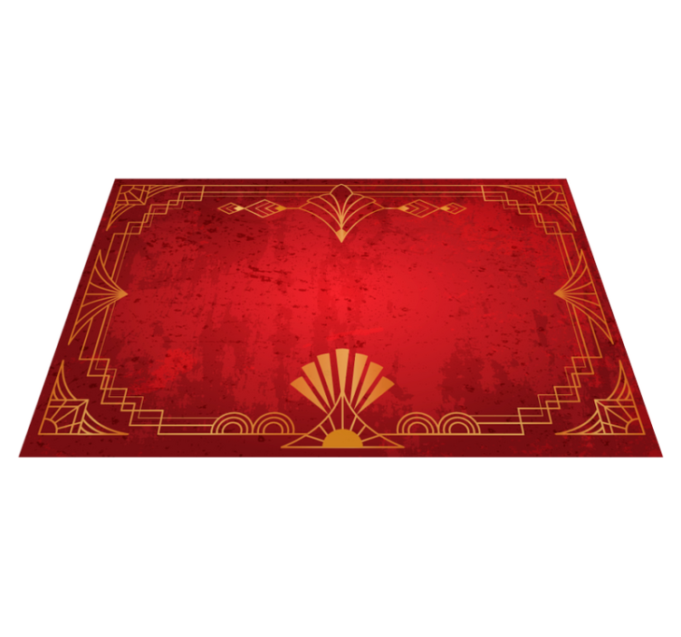 Golden pattern border red vinyl carpet - TenStickers