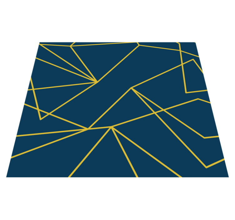 Geometric gold lines blue vinyl carpet - TenStickers