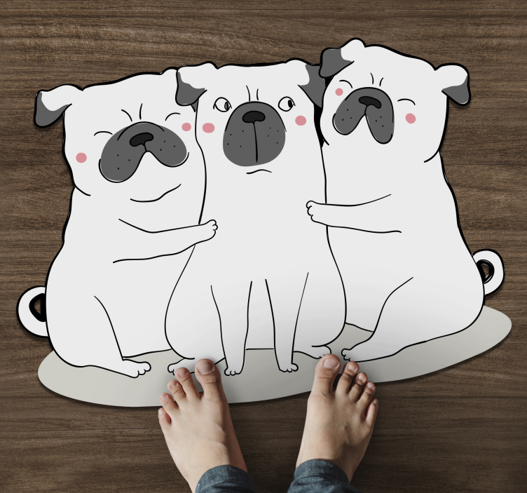 Adorable Pug Trio animal vinyl carpet - TenStickers
