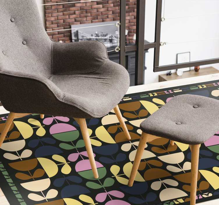 Vibrant Leaf Motifs tile vinyl carpet - TenStickers