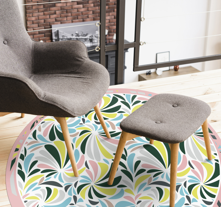 Colorful Floral Swirls nursery vinyl carpet - TenStickers