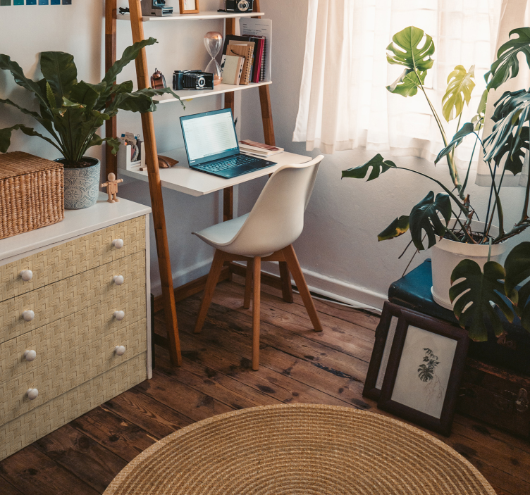 Woven round cotton texture nordic vinyl rug - TenStickers