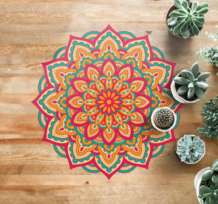 Vibrant colours design mandala vinyl carpet - TenStickers