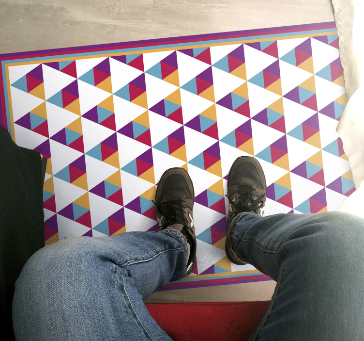 Vibrant triangular motif geometric vinyl carpet - TenStickers