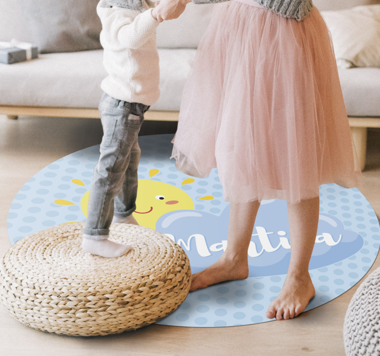 Sun and cloud with name kids vinyl carpet - TenStickers