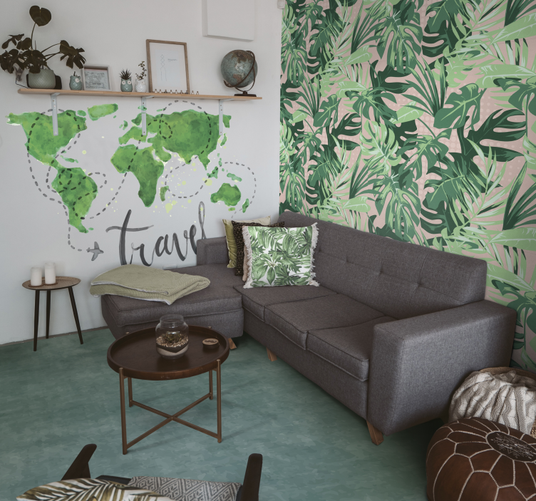 Muted Teal Hue marble vinyl carpet - TenStickers