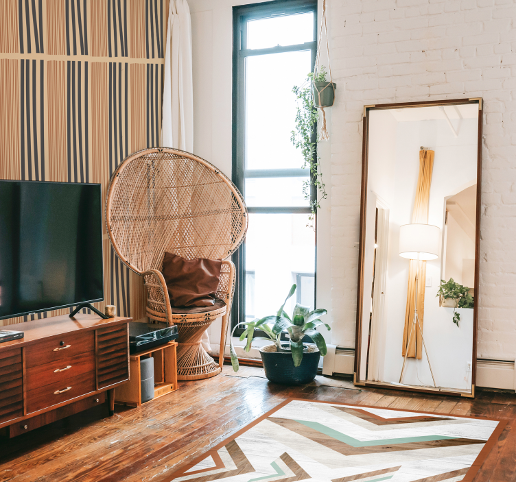 Chevron wooden texture bedroom vinyl carpet - TenStickers