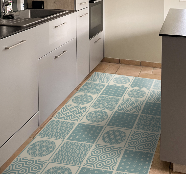 Geometric patterned blocks tile vinyl carpet - TenStickers