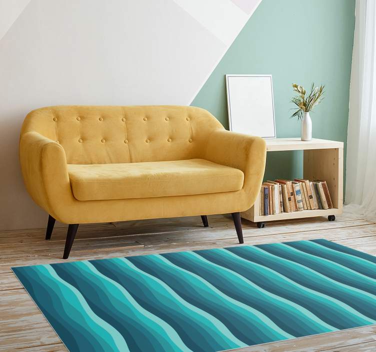 Serene blue waves living room vinyl carpet - TenStickers