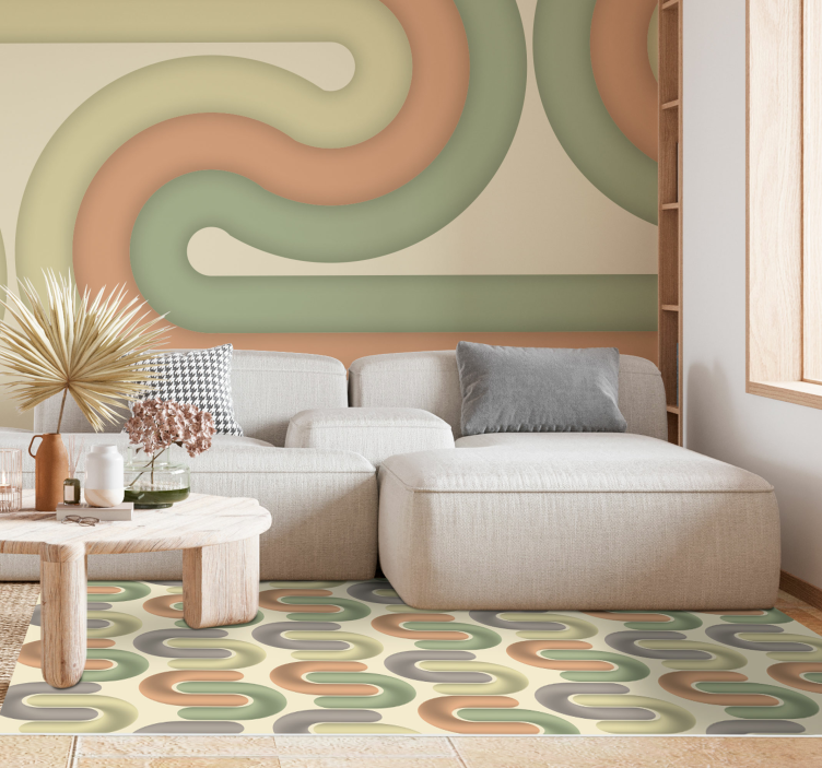Curved colour patterns living room vinyl carpet - TenStickers