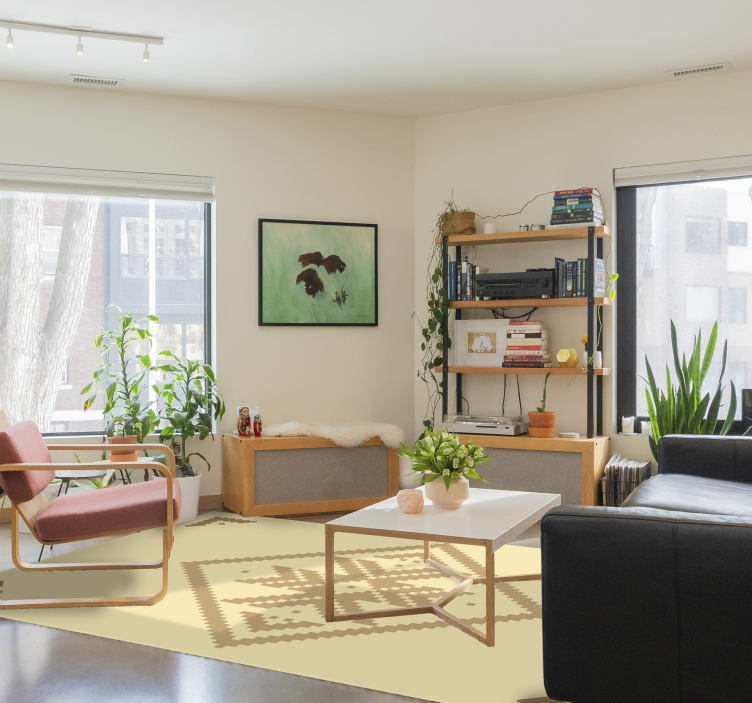 Elegant geometric contrast living room vinyl carpet - TenStickers