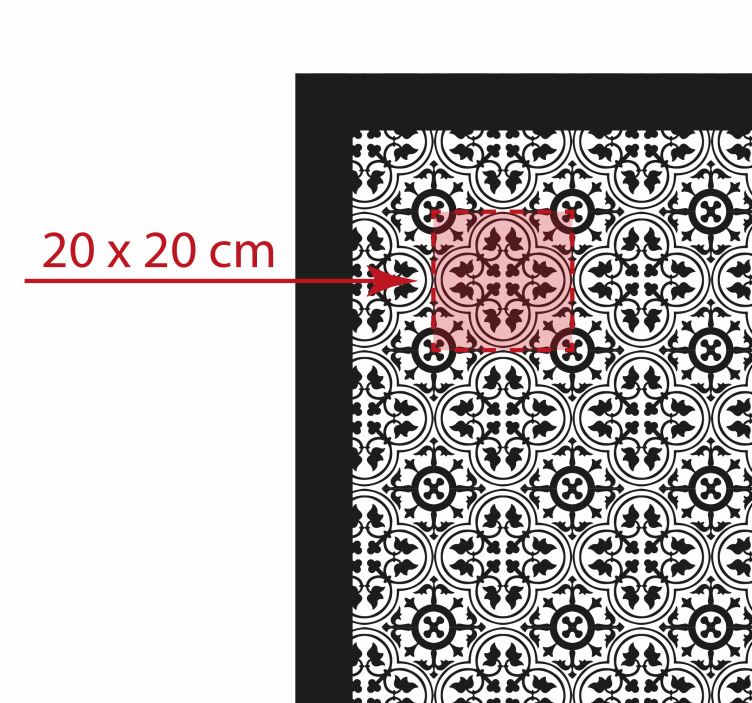 Black floral pattern tile vinyl carpet - TenStickers