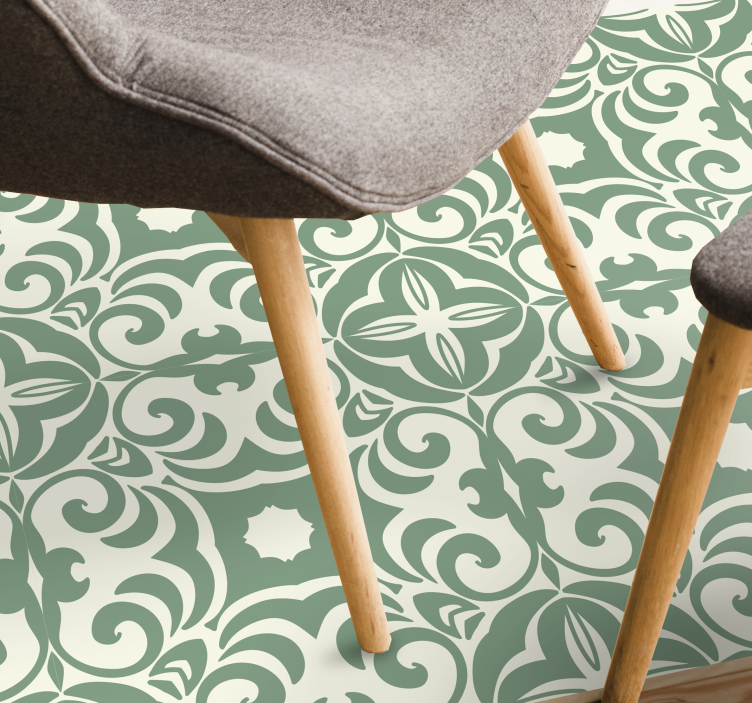 Elegant green pattern living room vinyl carpet - TenStickers