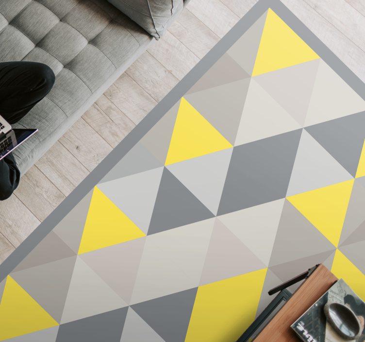 Grey and yellow triangles geometric vinyl carpet - TenStickers