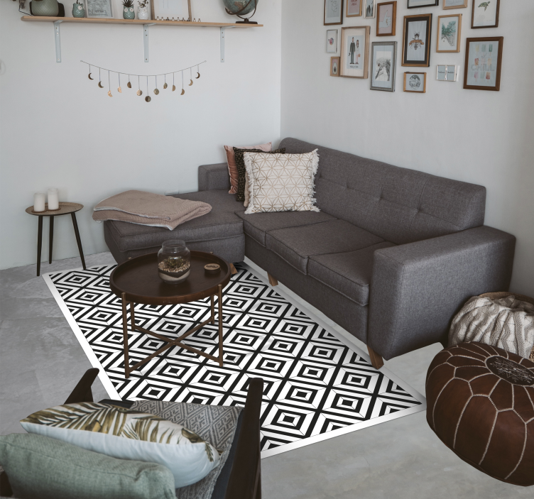 Black and white diamonds geometric vinyl carpet - TenStickers