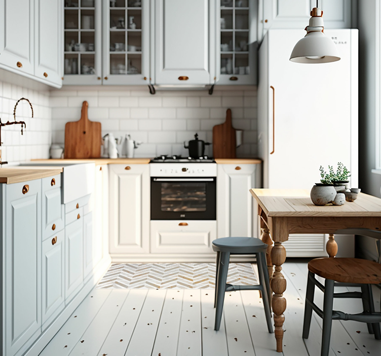 Stylish chevron kitchen vinyl carpet - TenStickers