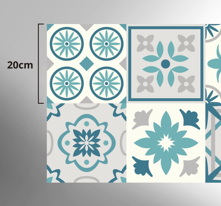 Eclectic turquoise vinyl kitchen mat - TenStickers