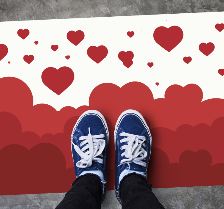 Red heart cloud pattern bedroom rug - TenStickers