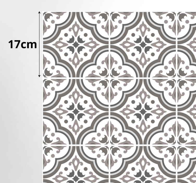 Classic grey floral pattern tile carpet - TenStickers