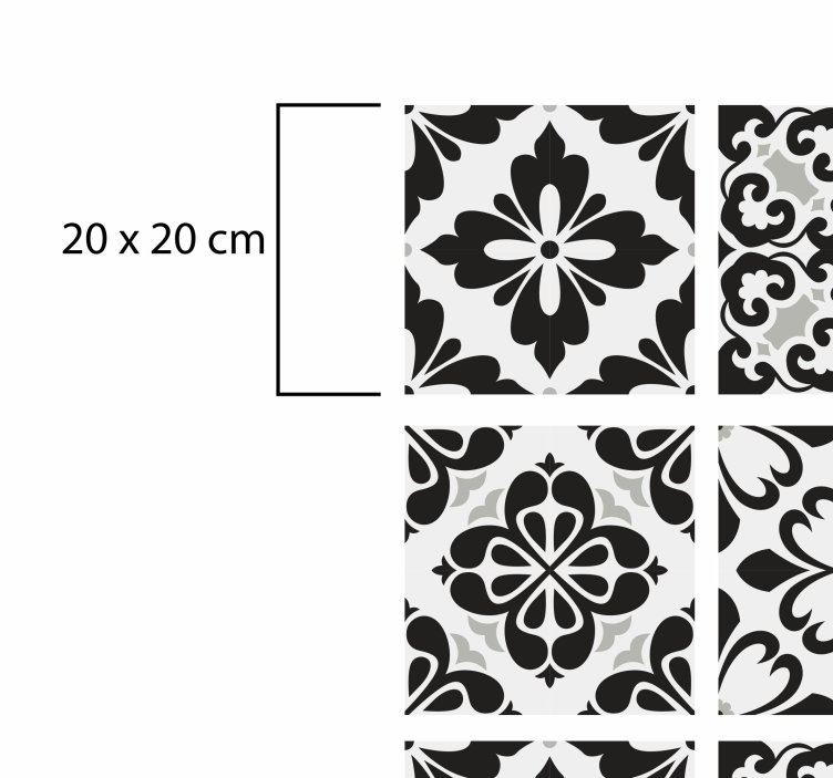 black and white hydraulic kitchen vinyl carpet - TenStickers