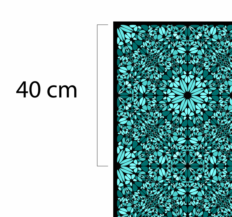 Detailed teal mosaic florals tile kitchen vinyl rug - TenStickers