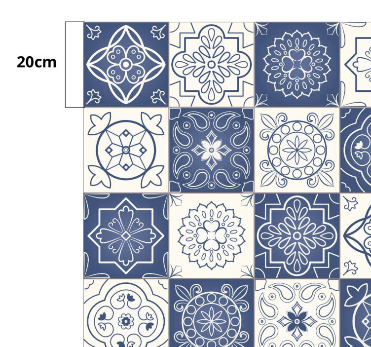 vintage blue tiles kitchen vinyl carpet - TenStickers