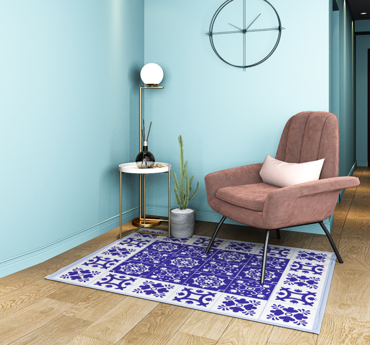 Blue Ceramic Pattern bathroom vinyl carpet - TenStickers
