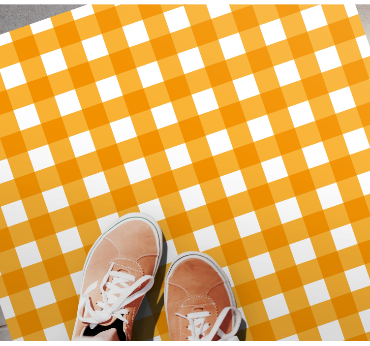 Orange checkered motif kitchen vinyl carpet - TenStickers
