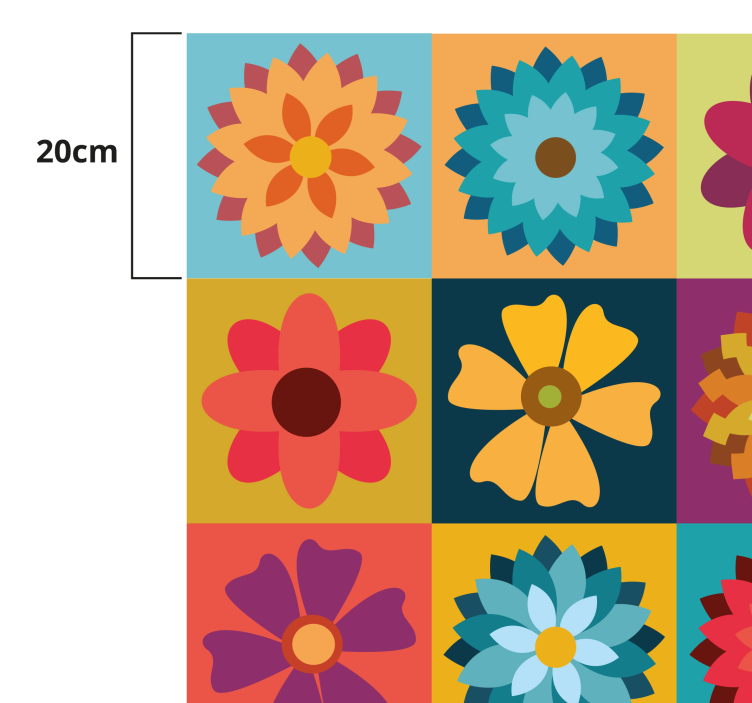multicolor hippie flowers tile vinyl carpet - TenStickers