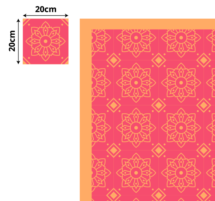 Sophisticated pink tiles living room vinyl carpet - TenStickers