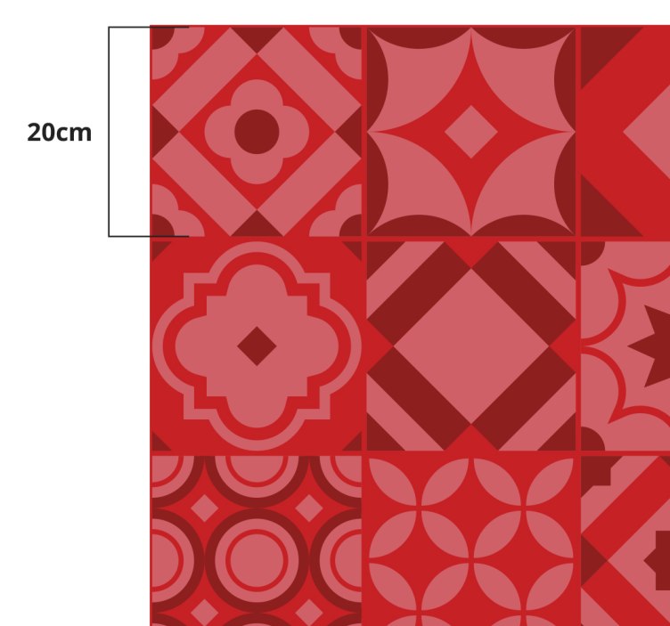 Red vintage tiles design kitchen vinyl rug - TenStickers
