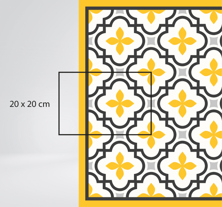 Yellow Floral Motif tile vinyl carpet - TenStickers