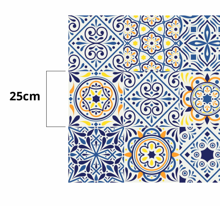 Vibrant tile arrangement kitchen vinyl carpet - TenStickers