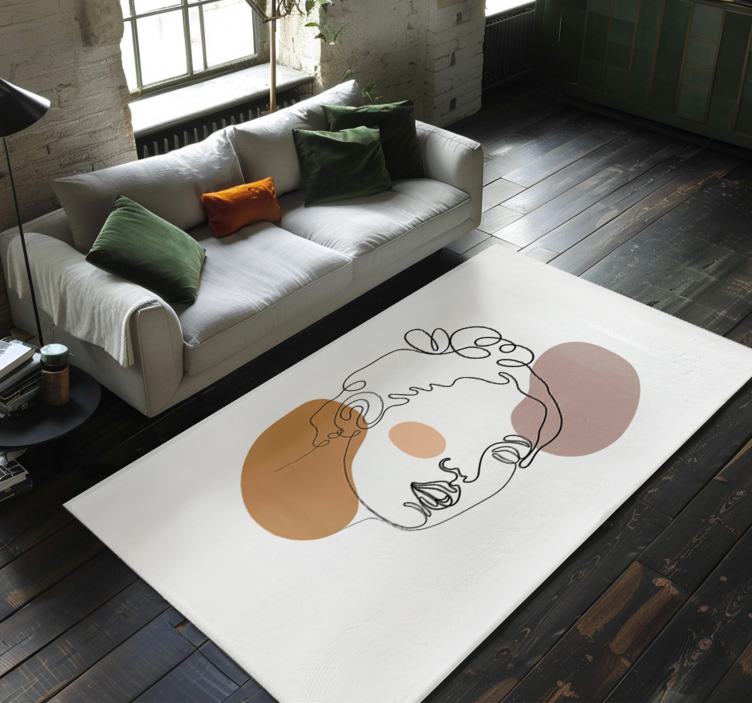 Abstract face and circles white vinyl carpet - TenStickers