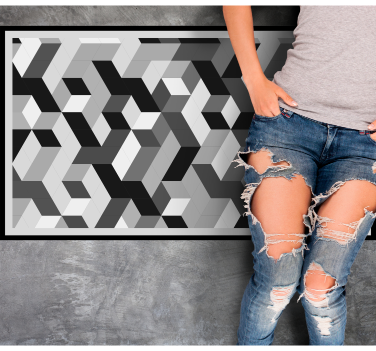 Grey 3D pattern geometric vinyl carpet - TenStickers