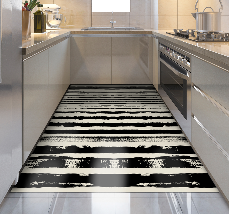 Abstract Monochrome kitchen vinyl carpet - TenStickers