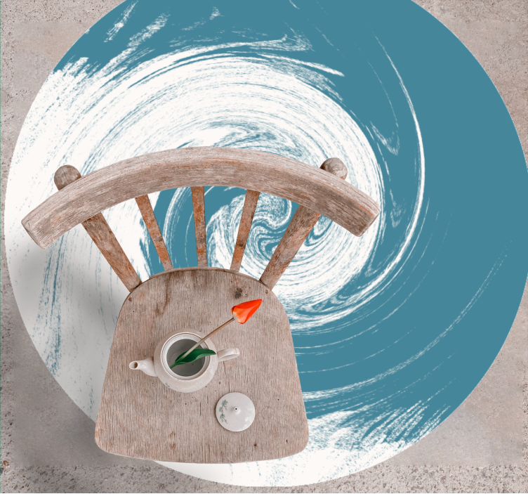 Swirling Blue Abstract circular vinyl carpet - TenStickers