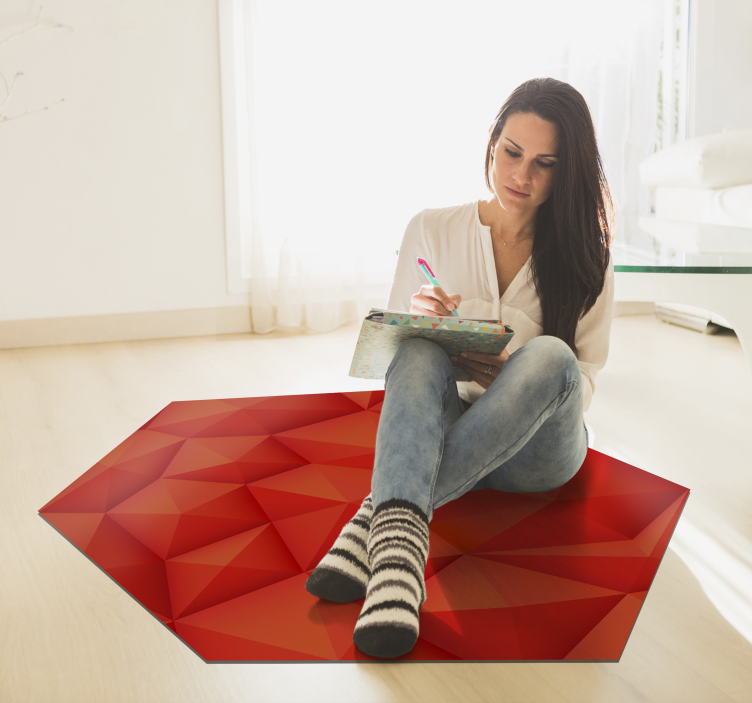 Geometric Crimson Shapes geometric vinyl carpet - TenStickers