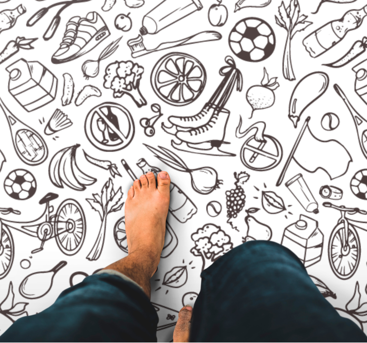 Active Lifestyle Icons kids vinyl carpet - TenStickers