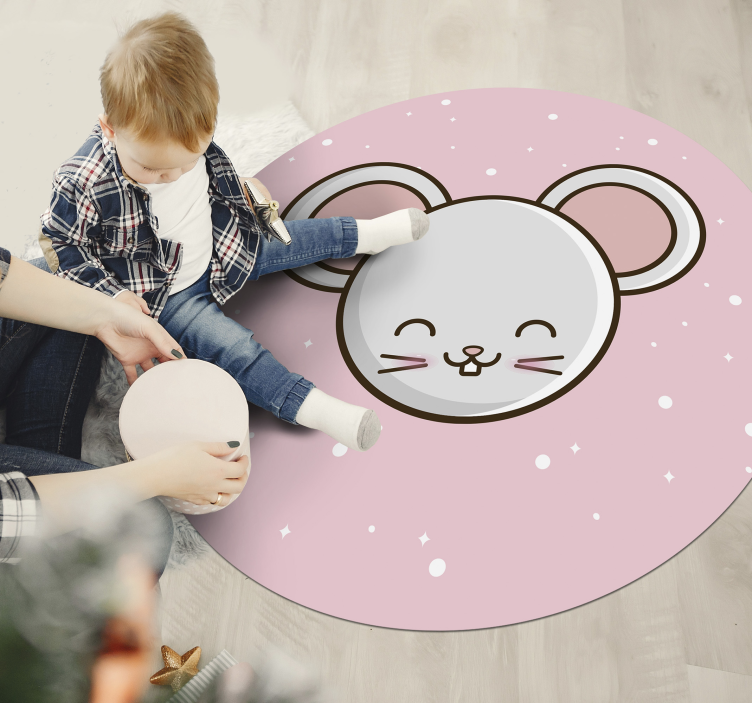 Adorable Mouse Illustration kids vinyl carpet - TenStickers