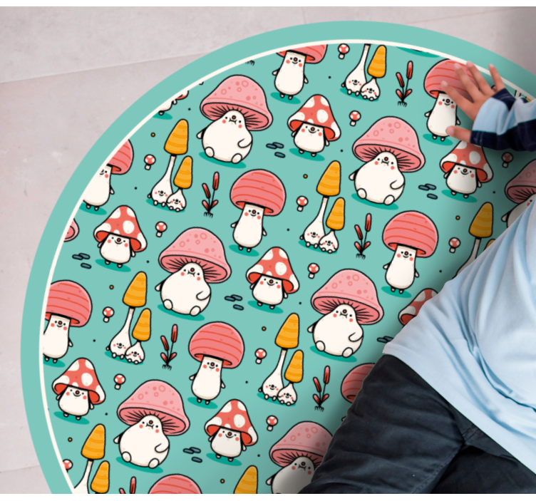 Adorable Mushroom Figures nature vinyl carpet - TenStickers