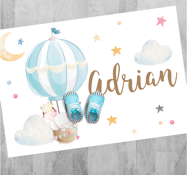Aerial balloon with name kids vinyl carpet - TenStickers