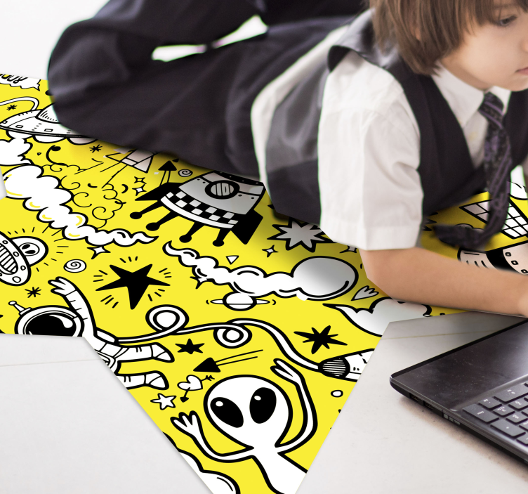 Alien Doodle Star kids vinyl carpet - TenStickers