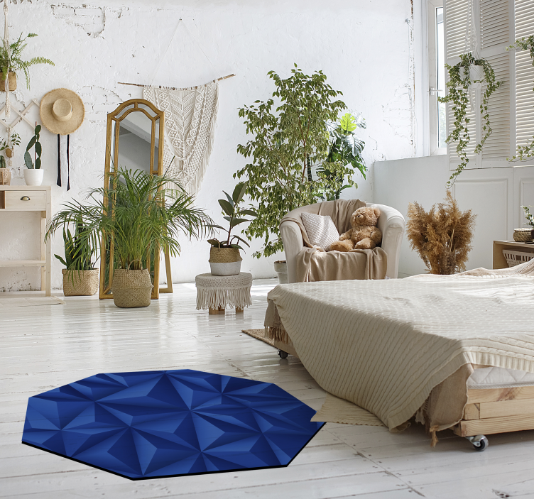 Angular Blue Facets geometric vinyl carpet - TenStickers