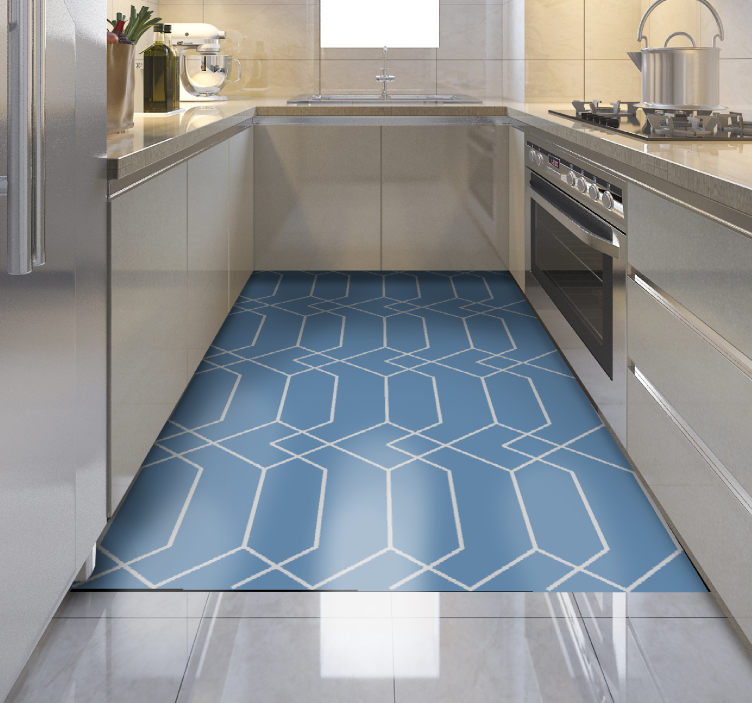 Abstract Blue Lines in Geometry geometric vinyl carpet - TenStickers