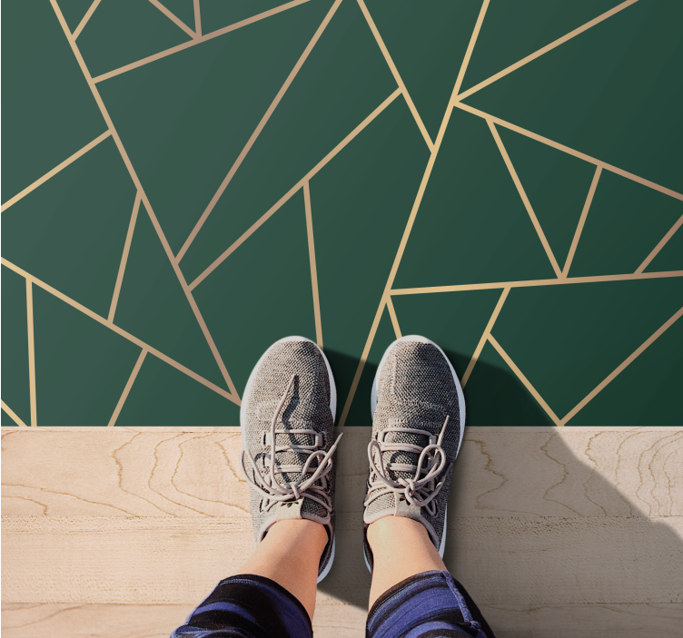 Green elegant lines geometric vinyl carpet - TenStickers